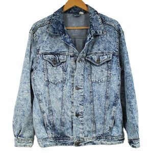 L Vintage Acid Stone Wash Oklahoma American Jeaning Denim Jean Jacket 1980’s
